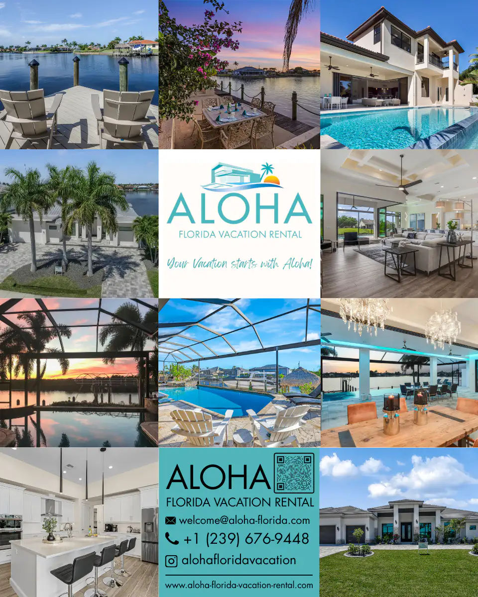 Banner ALOHA vacation rentals for our rental boats - Amy's Boat Rental Cape Coral Florida